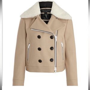 Rag & Bone beige wool and shearling peacoat